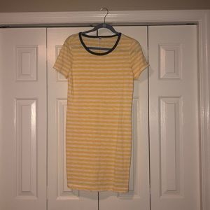 NWT- yellow and white striped t-shirt dress